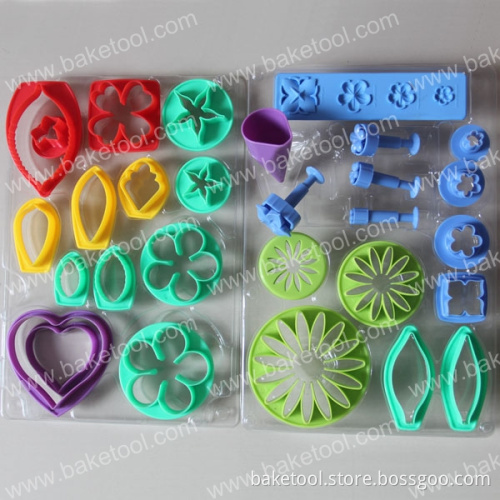 Plastic Flower Shape Paste Cake Press Mold Set Cookie Sugar Fondant